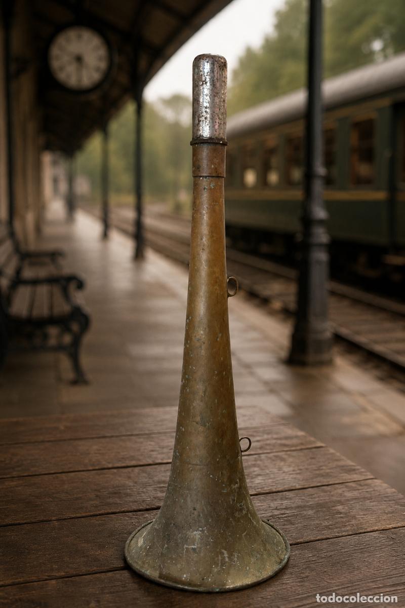 Antig&uuml;edades: Corneta ferroviaria antigua SNCF francesa funcionando &ndash; &eacute;poca WW2