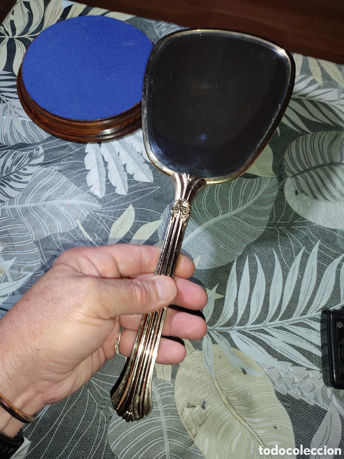 Antig&uuml;edades: Antiguo espejo de mano tocador,espejo biselado. - Foto 4