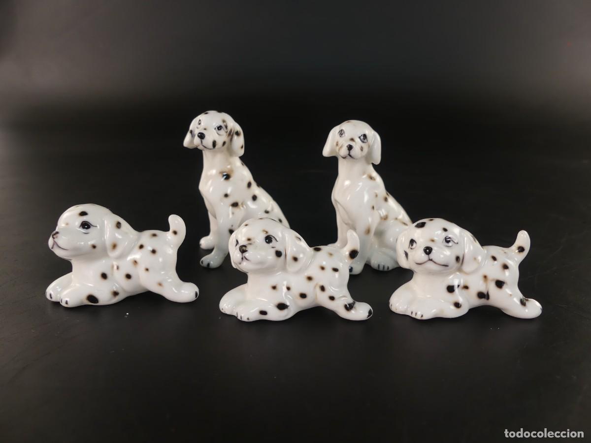 Antiquit&eacute;s: LOTE DE 5 FIGURAS DE PORCELANA &ndash; PERROS