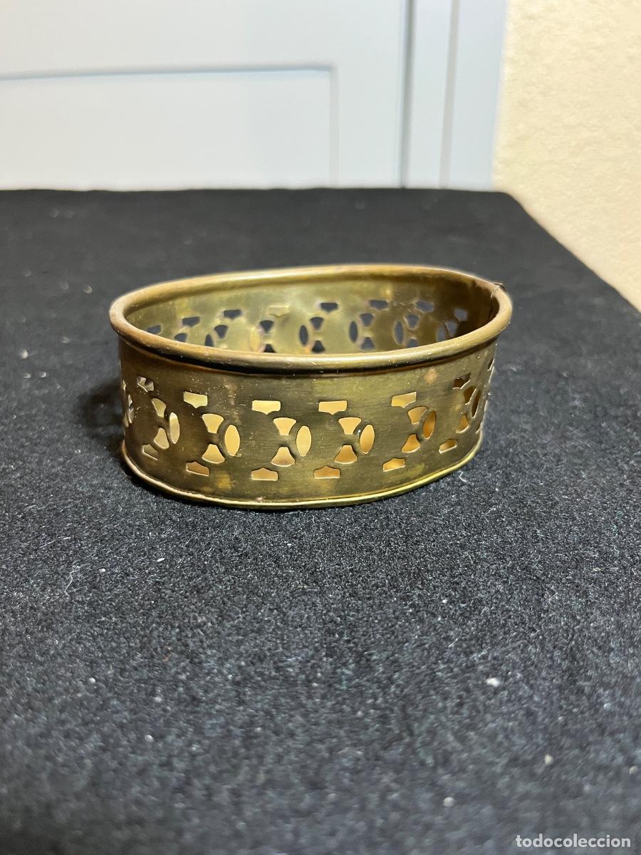 Antiquit&eacute;s: Cuenco vaciabolsillos lat&oacute;n calado India vintage bandeja oval decorativa retro