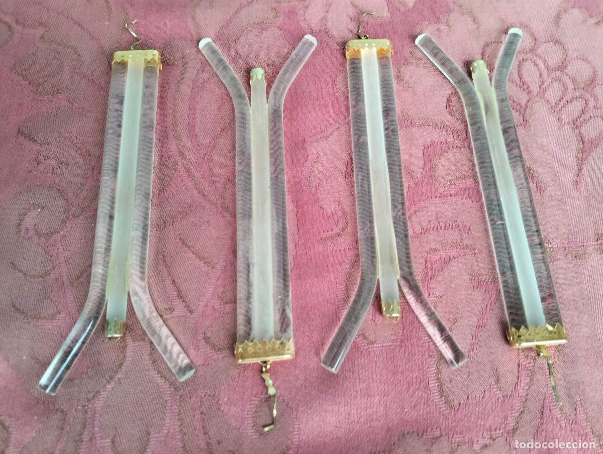 Antiques: L&aacute;grimas de cristal lote 4u para l&aacute;mpara antigua vintage recambio repuesto l&aacute;grima tubo varilla 13cm