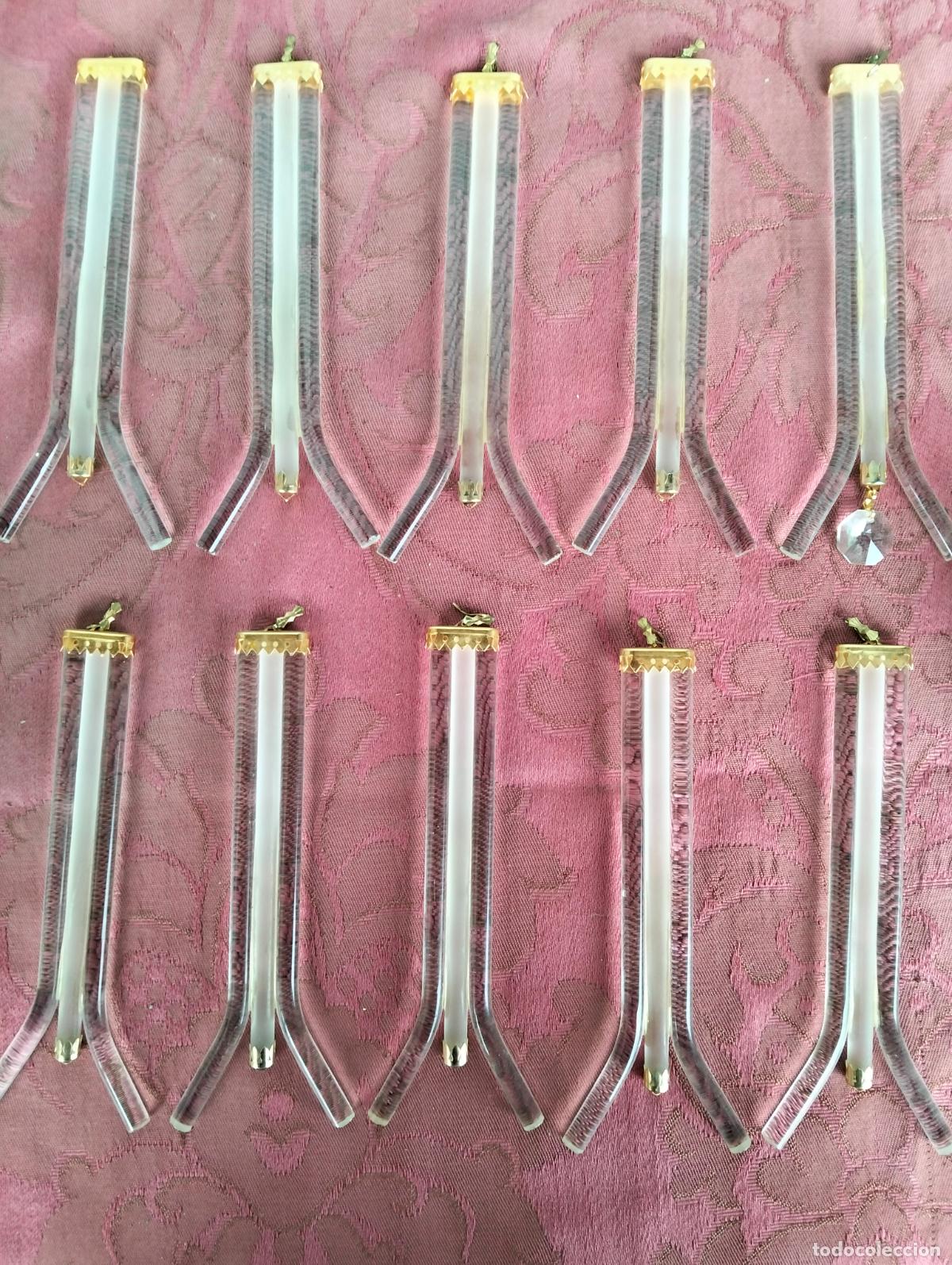 Antiquit&auml;ten: L&aacute;grimas de cristal lote 10 para l&aacute;mpara antigua vintage recambio repuesto l&aacute;grima tubo varilla 13cm