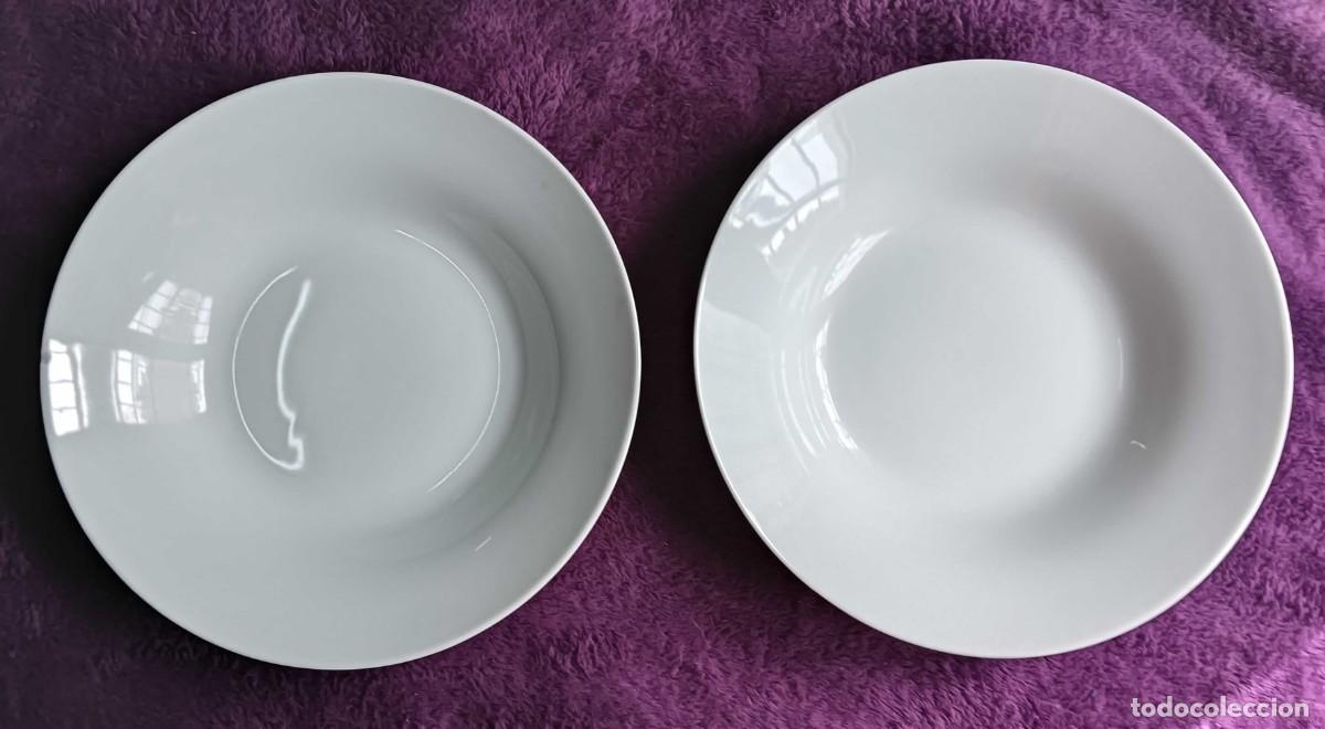 Antig&uuml;edades: 2 platos hondos porcelana blanca vintage &ndash; 21 cm &ndash; ideal para sopas y pastas