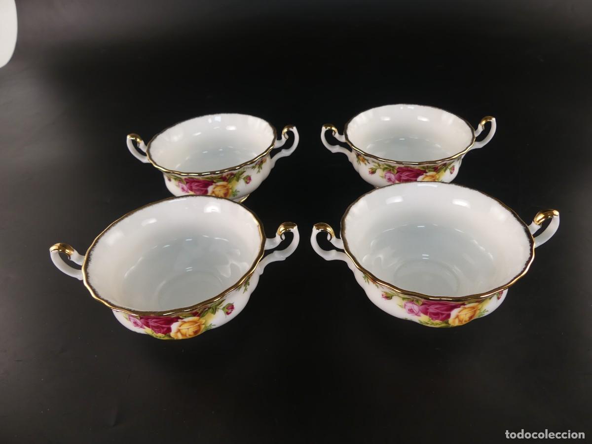 Oggetti Antichi: JUEGO DE 4 TAZAS DE PORCELANA INGLESA ROYAL ALBERT SERIE OLD COUNTRY ROSES