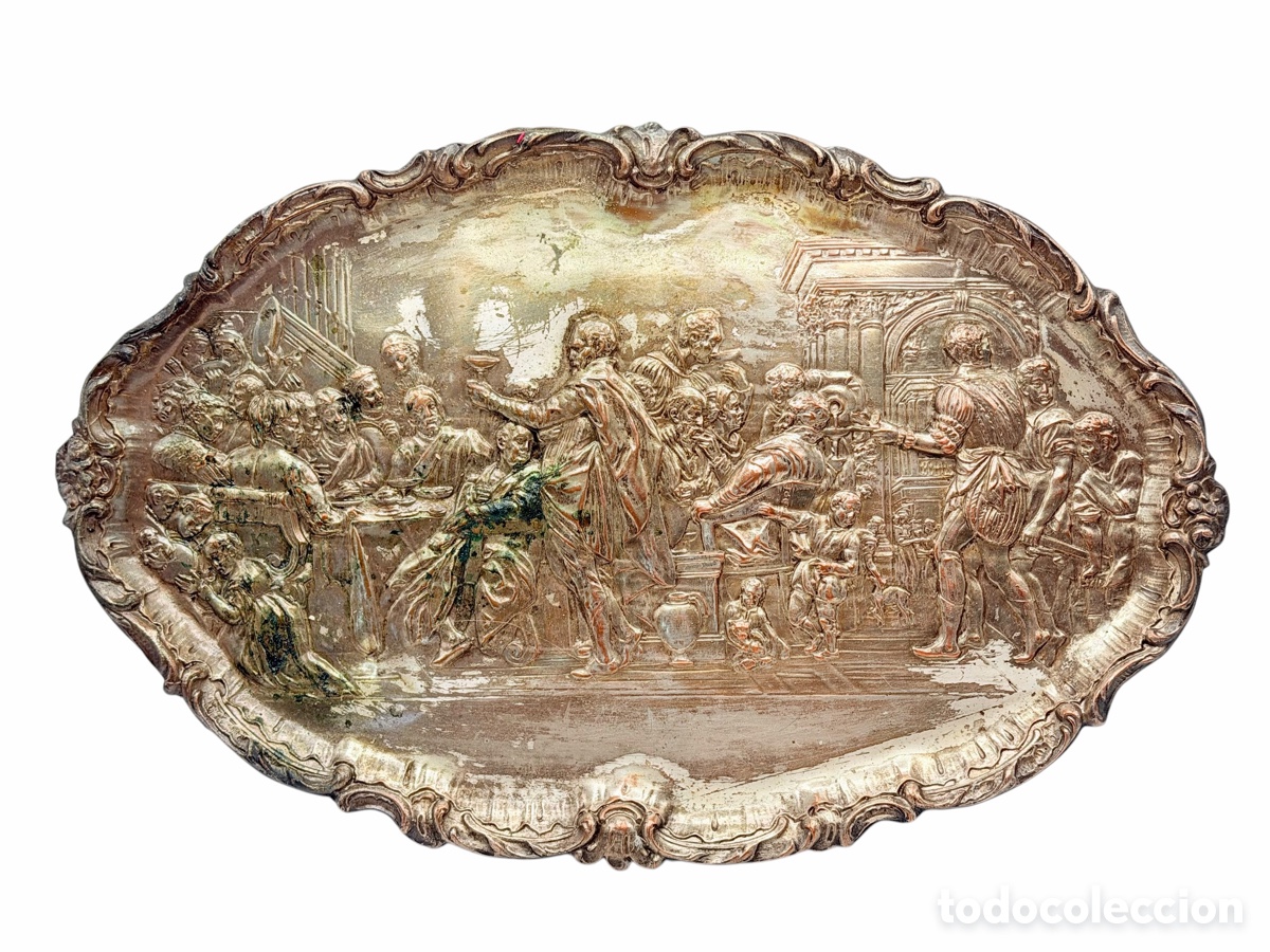Antiques: Antigua Bandeja Relieve &Uacute;ltima Cena