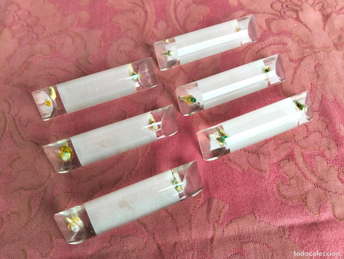 Antiques: L&aacute;grimas de cristal lote 6u para l&aacute;mpara antigua vintage recambio repuesto l&aacute;grima tubo varilla 10cm