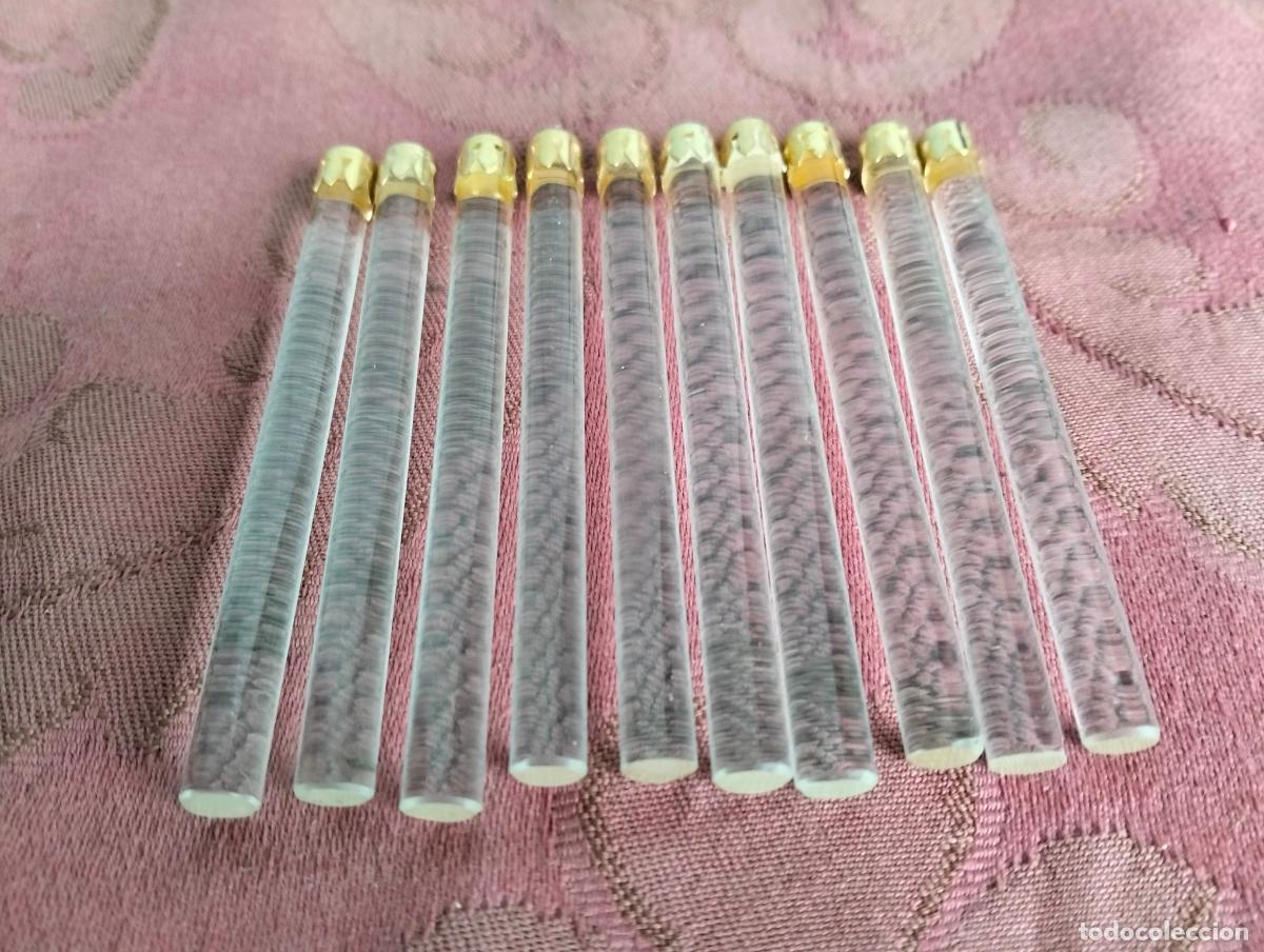Antiques: L&aacute;grimas de cristal lote 10 unidades para l&aacute;mpara antigua vintage recambio repuesto tubo varilla 7cm