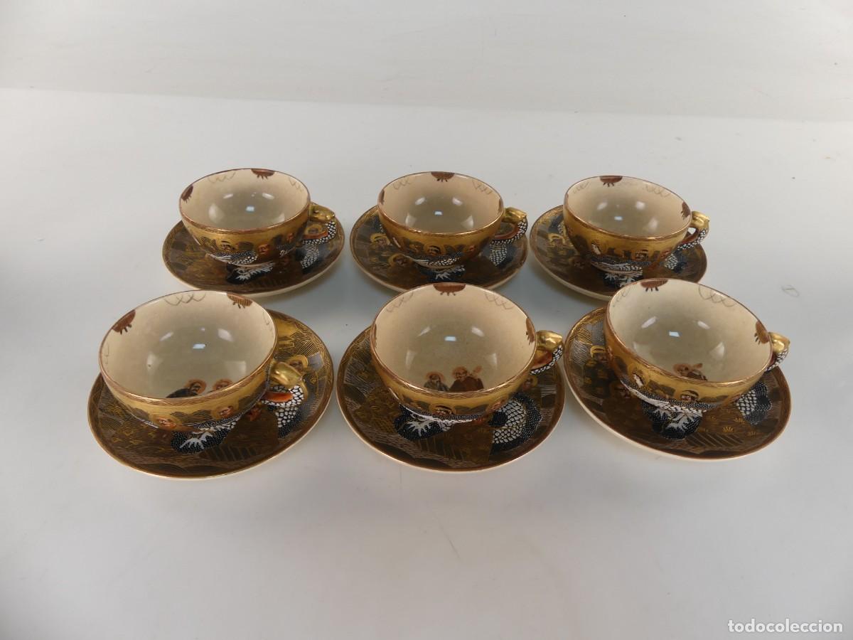 Antig&uuml;edades: JUEGO DE 6 TAZAS Y 6 PLATOS DE PORCELANA PROBABLEMENTE DE SATSUMA