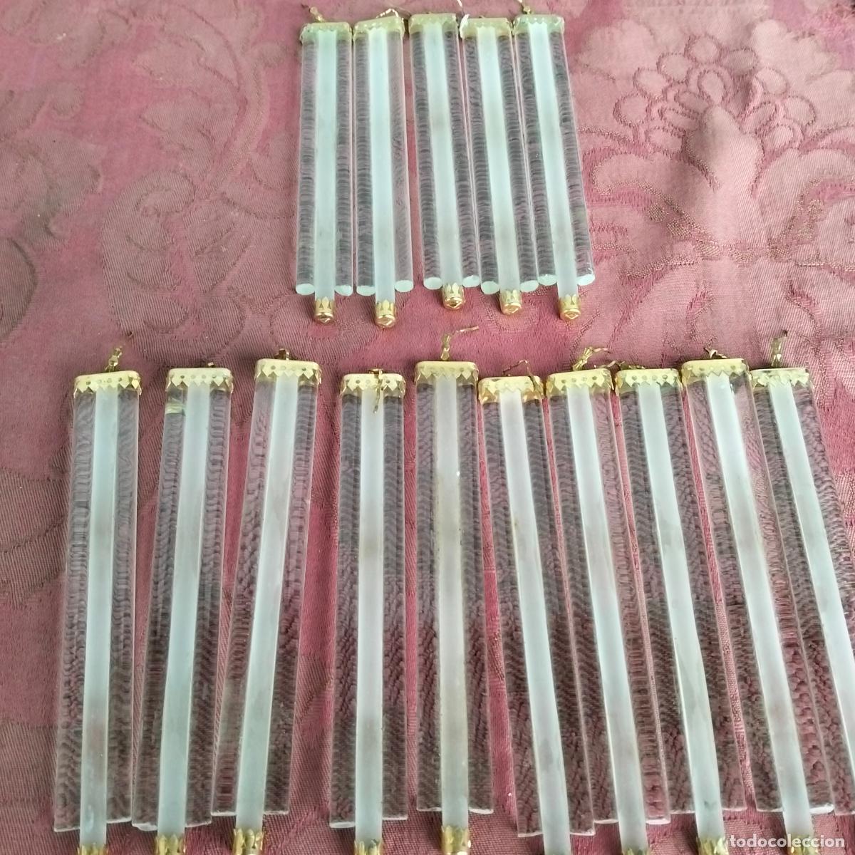 Antiques: L&aacute;grimas de cristal lote 15 para l&aacute;mpara antigua vintage recambio repuesto tubo varilla 13cm