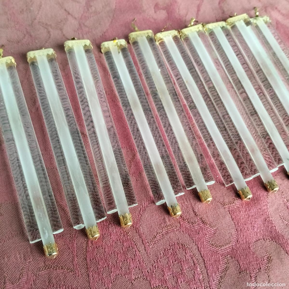 Antiques: L&aacute;grimas de cristal lote 10 para l&aacute;mpara antigua vintage recambio repuesto tubo varilla 13cm