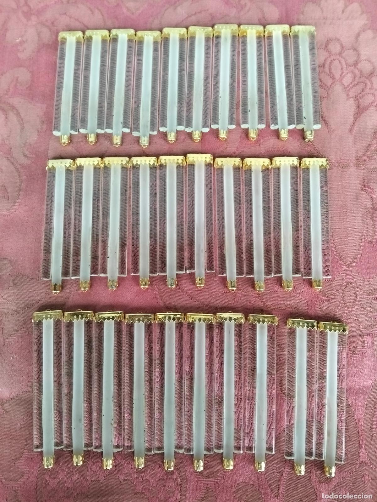 Antiquit&eacute;s: L&aacute;grimas de cristal lote 30 para l&aacute;mpara antigua vintage recambio repuesto tubo varilla 9cm