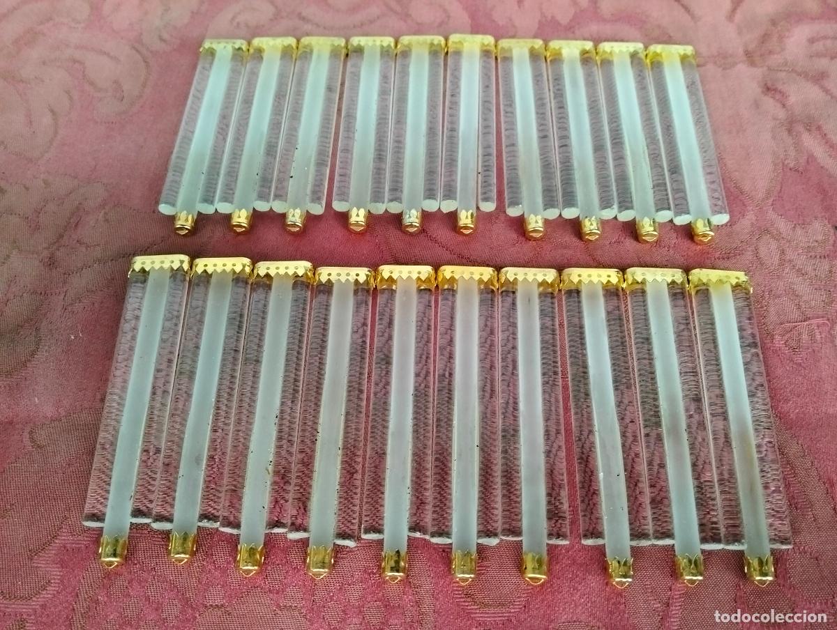 Antiques: L&aacute;grimas de cristal lote 20 para l&aacute;mpara antigua vintage recambio repuesto tubo varilla 9cm