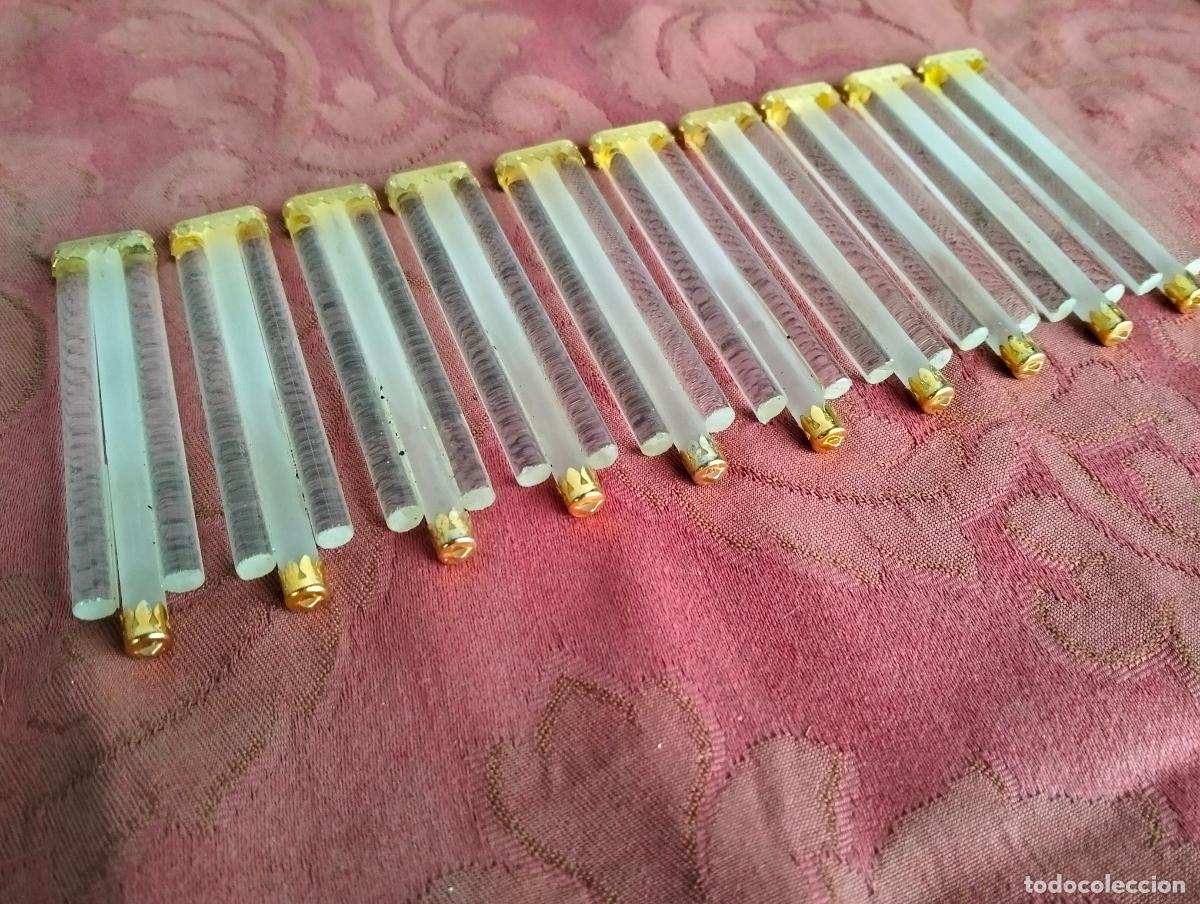 Antiquit&eacute;s: L&aacute;grimas de cristal lote 10 para l&aacute;mpara antigua vintage recambio repuesto tubo varilla 9cm