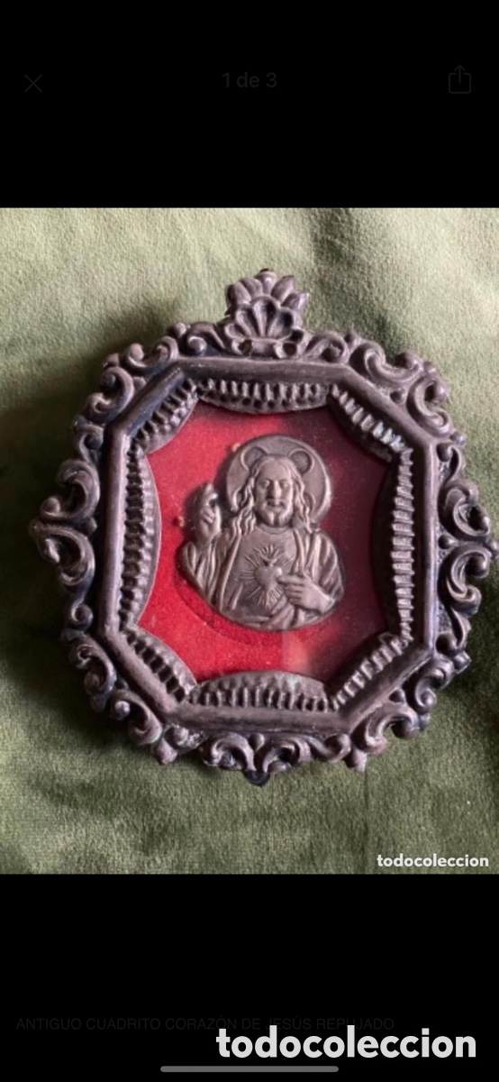 Antig&uuml;edades: ANTIGUO CUADRITO CORAZ&Oacute;N DE JES&Uacute;S REPUJADO