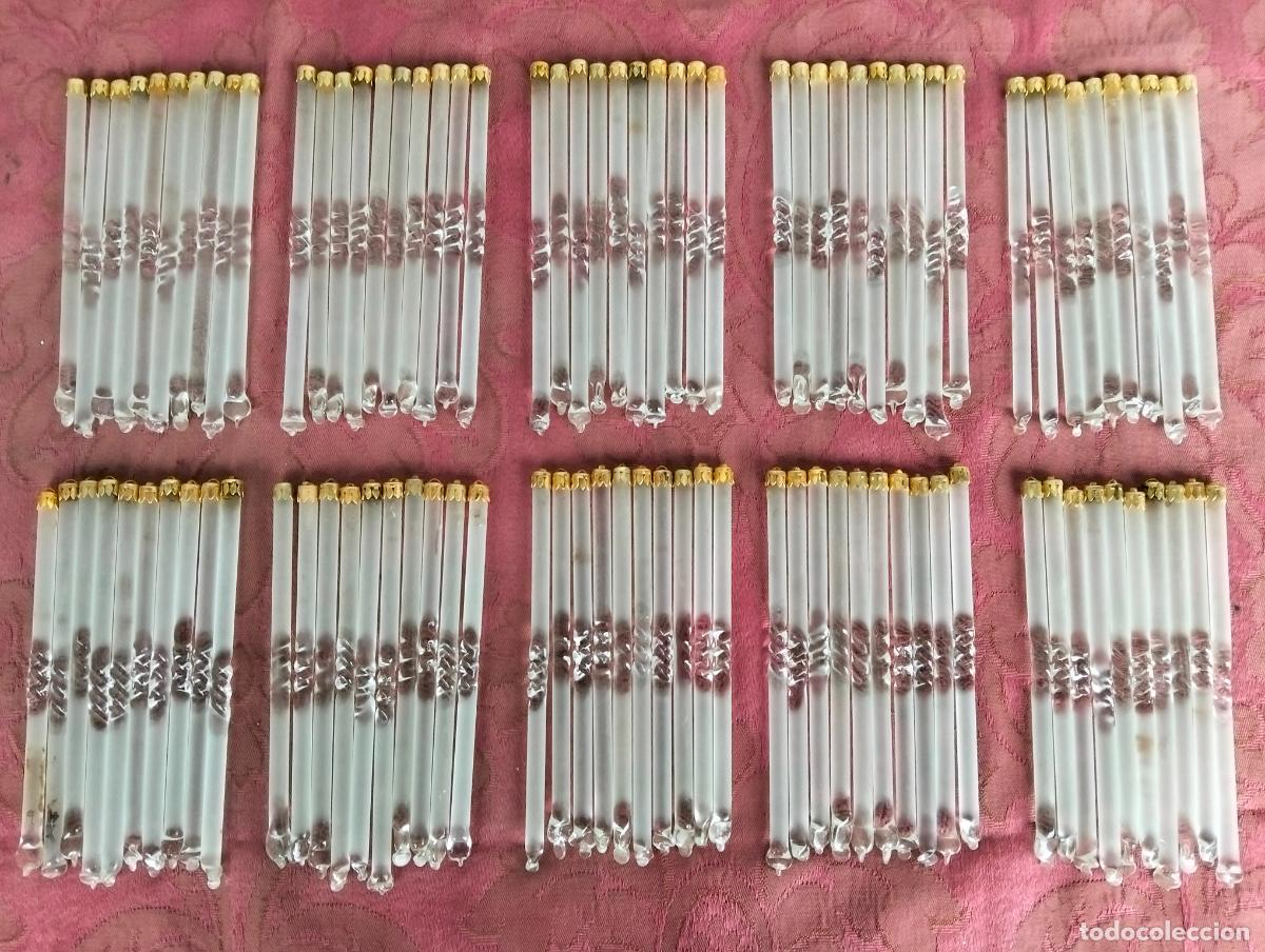 Antiques: L&aacute;grimas de cristal lote 100 para l&aacute;mpara antigua vintage recambio repuesto tubo varilla 12cm