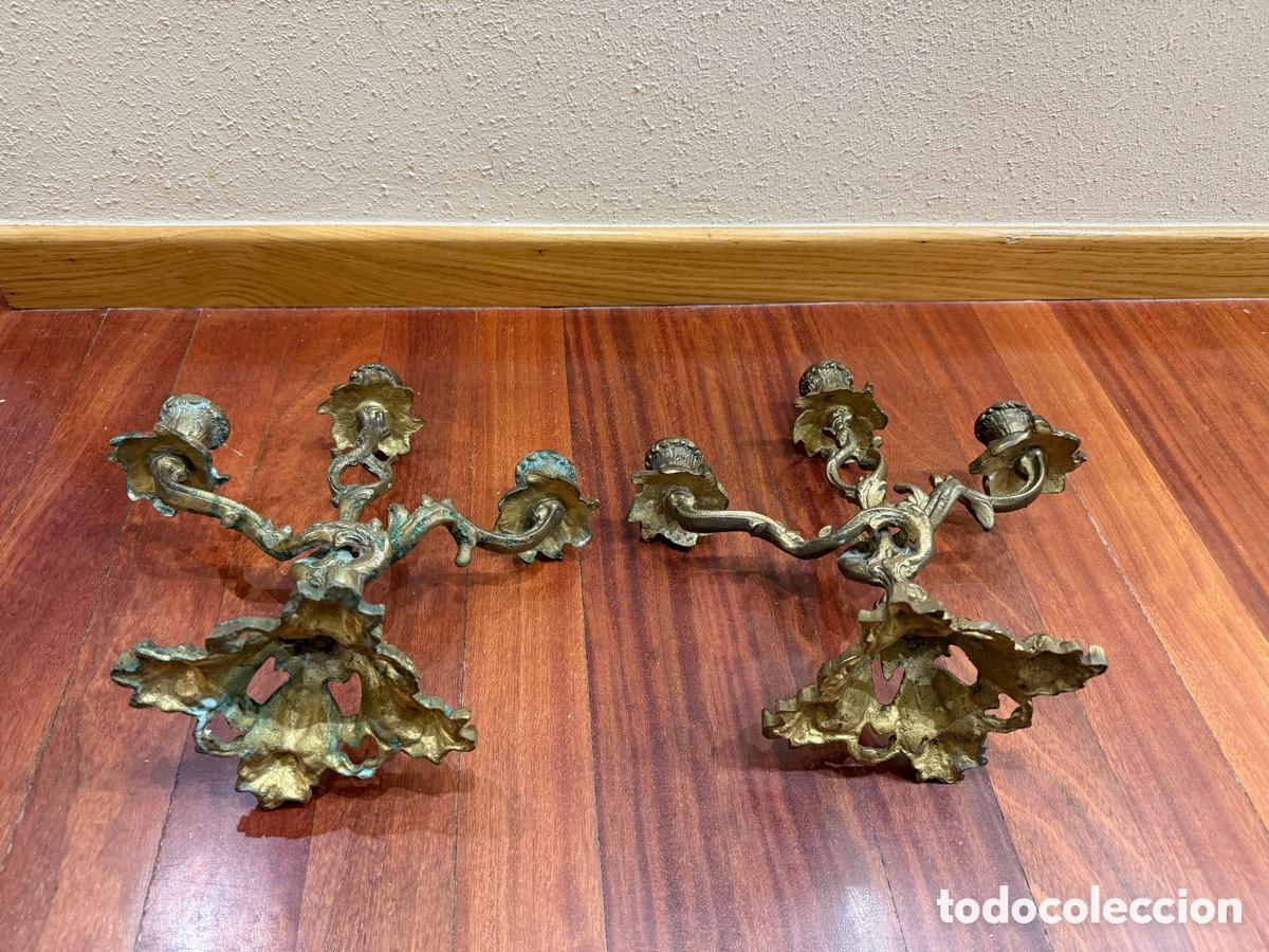 Antig&uuml;edades: Candelabros bronce antiguo - Foto 4