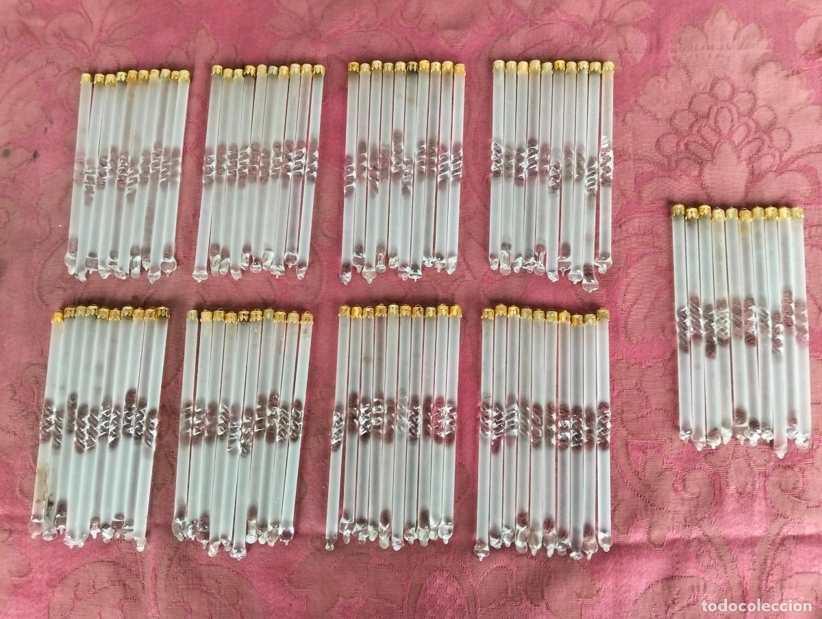 Antiques: L&aacute;grimas de cristal lote 90 para l&aacute;mpara antigua vintage recambio repuesto tubo varilla 12cm