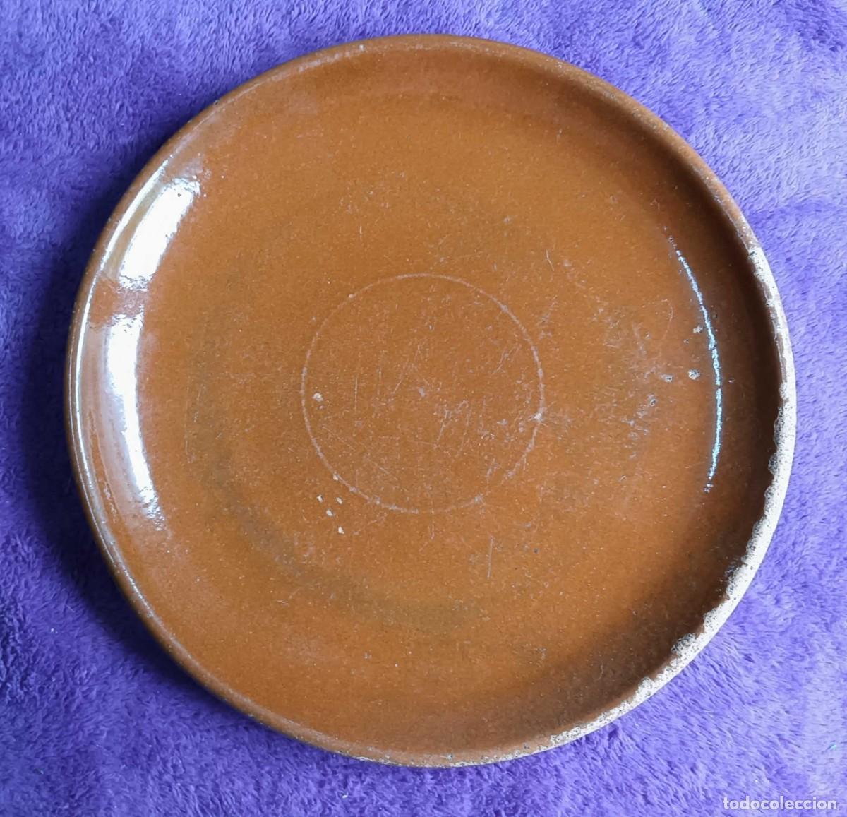 Antig&uuml;edades: PLATO CHULETERO VINTAGE DE BARRO ROJO VIDRIADO - ALFARERIA TRADICIONAL ESPA&Ntilde;OLA - A&Ntilde;OS 50/60