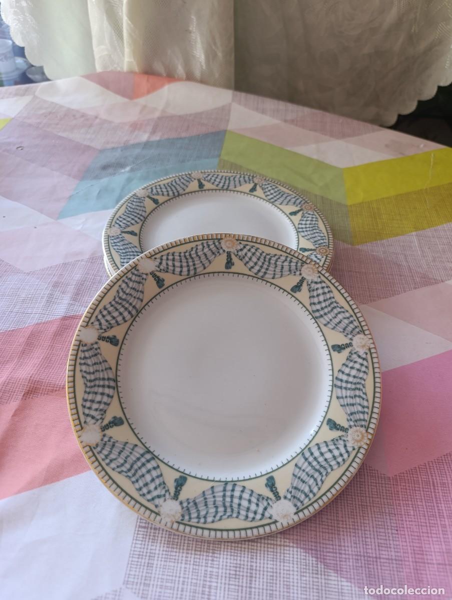 Antig&uuml;edades: Precioso lote de 4 platos de postre de porcelana La residence, Proscenium