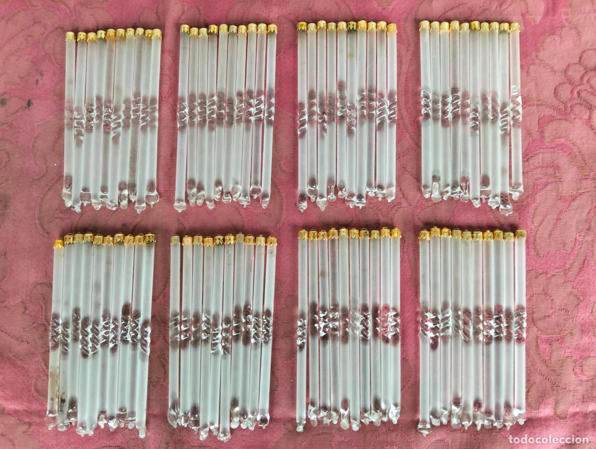Antiques: L&aacute;grimas de cristal lote 80 para l&aacute;mpara antigua vintage recambio repuesto tubo varilla 12cm