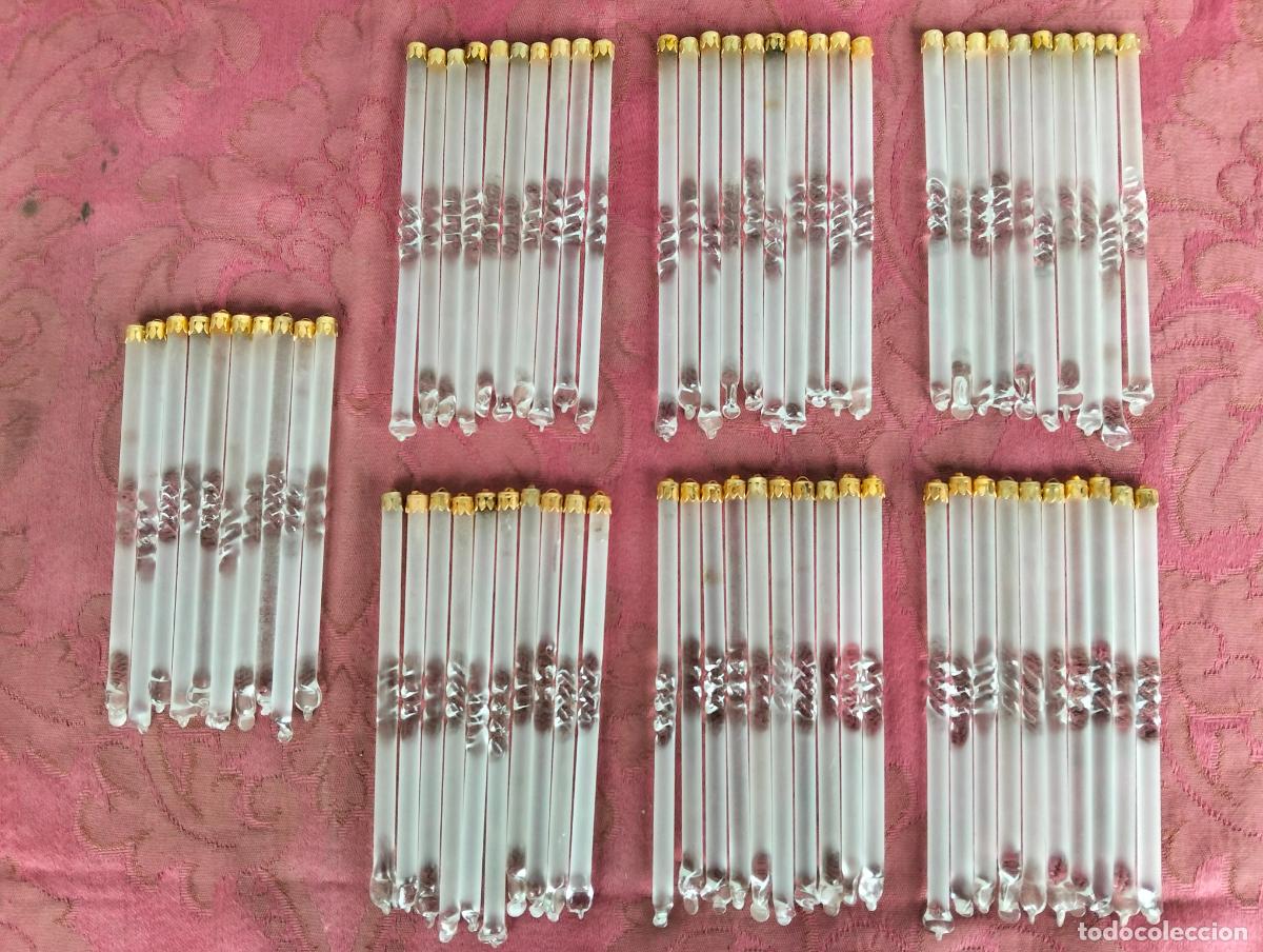 Antiques: L&aacute;grimas de cristal lote 70 para l&aacute;mpara antigua vintage recambio repuesto tubo varilla 12cm