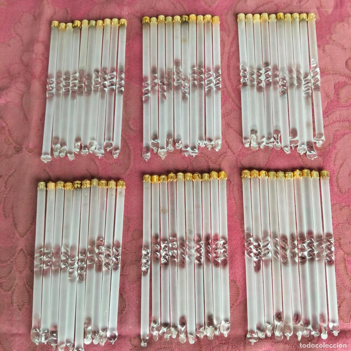 Antiques: L&aacute;grimas de cristal lote 60 para l&aacute;mpara antigua vintage recambio repuesto tubo varilla 12cm