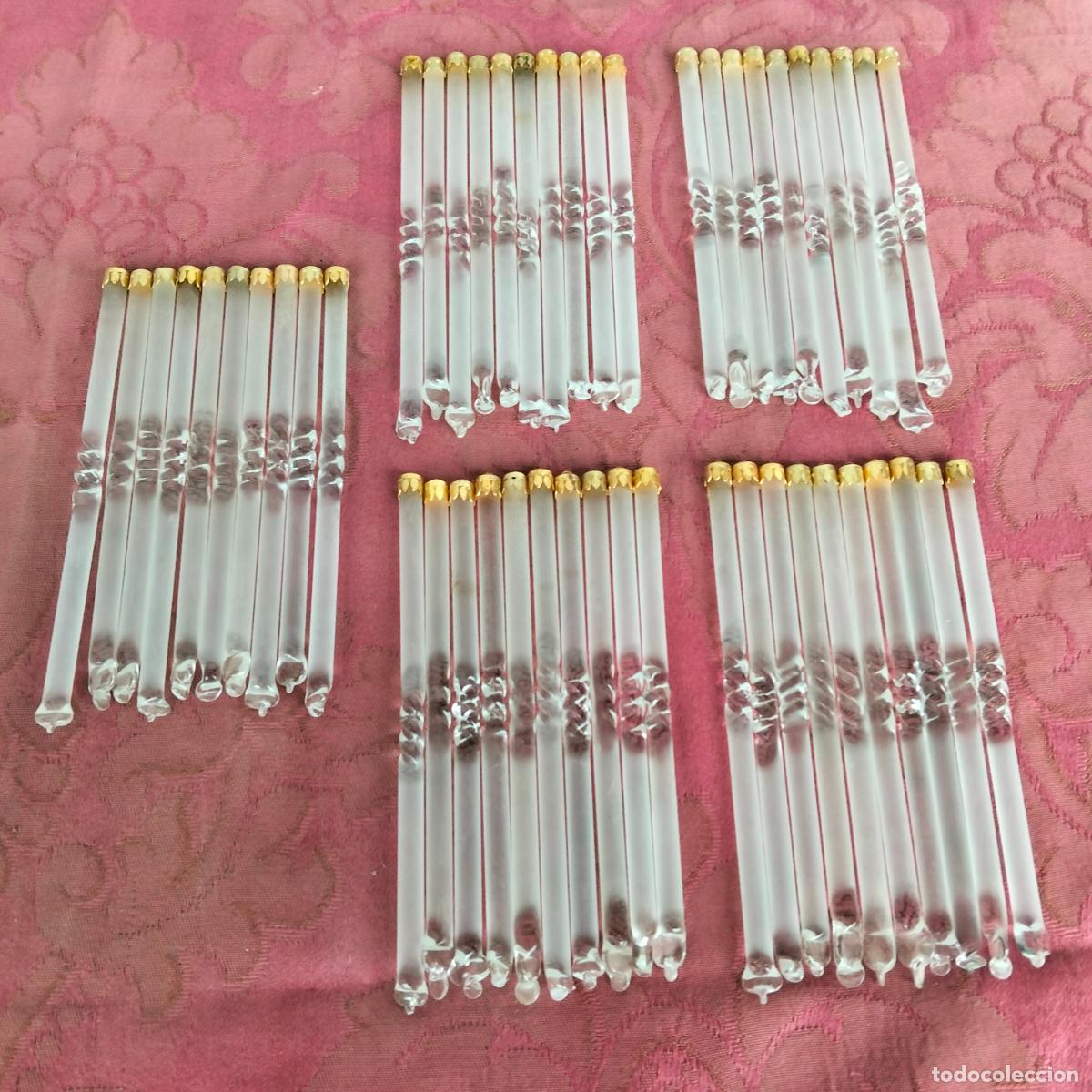 Antiques: L&aacute;grimas de cristal lote 50 para l&aacute;mpara antigua vintage recambio repuesto tubo varilla 12cm