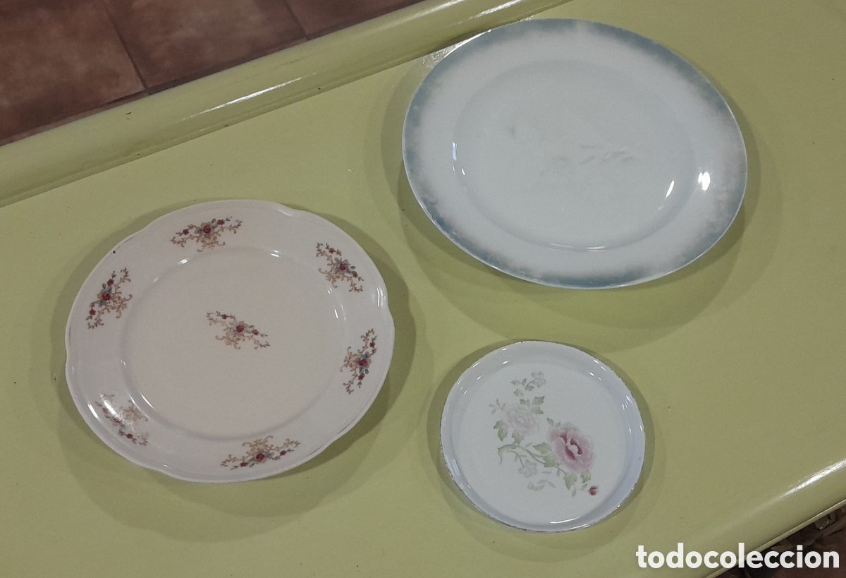 Antiques: Lote de 3 platos antiguos