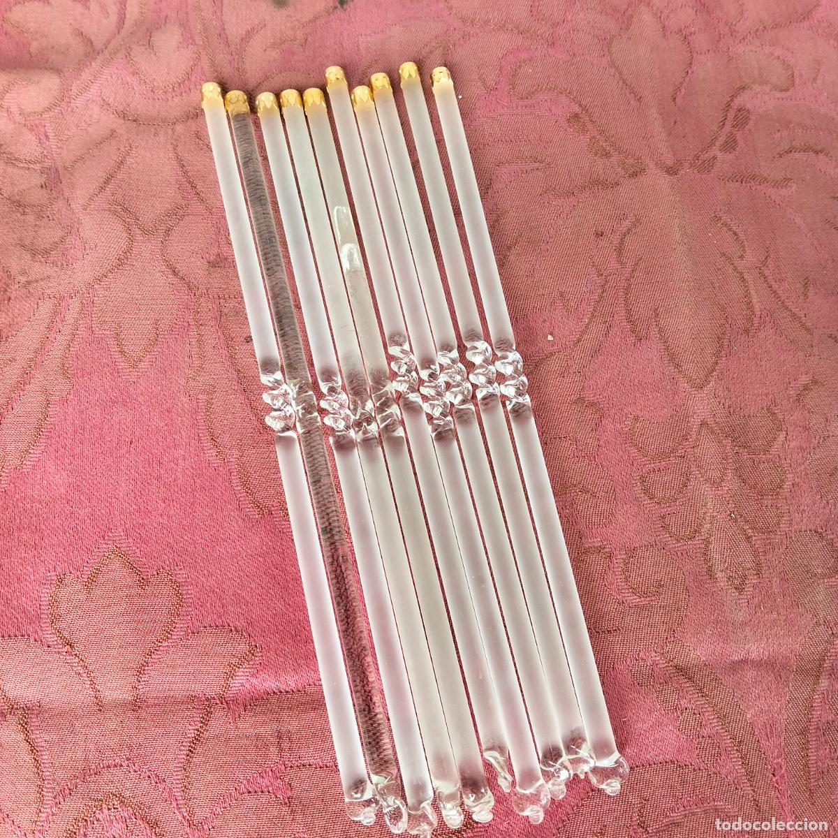 Antiques: L&aacute;grimas de cristal lote 10 para l&aacute;mpara antigua vintage recambio repuesto tubo varilla 20cm