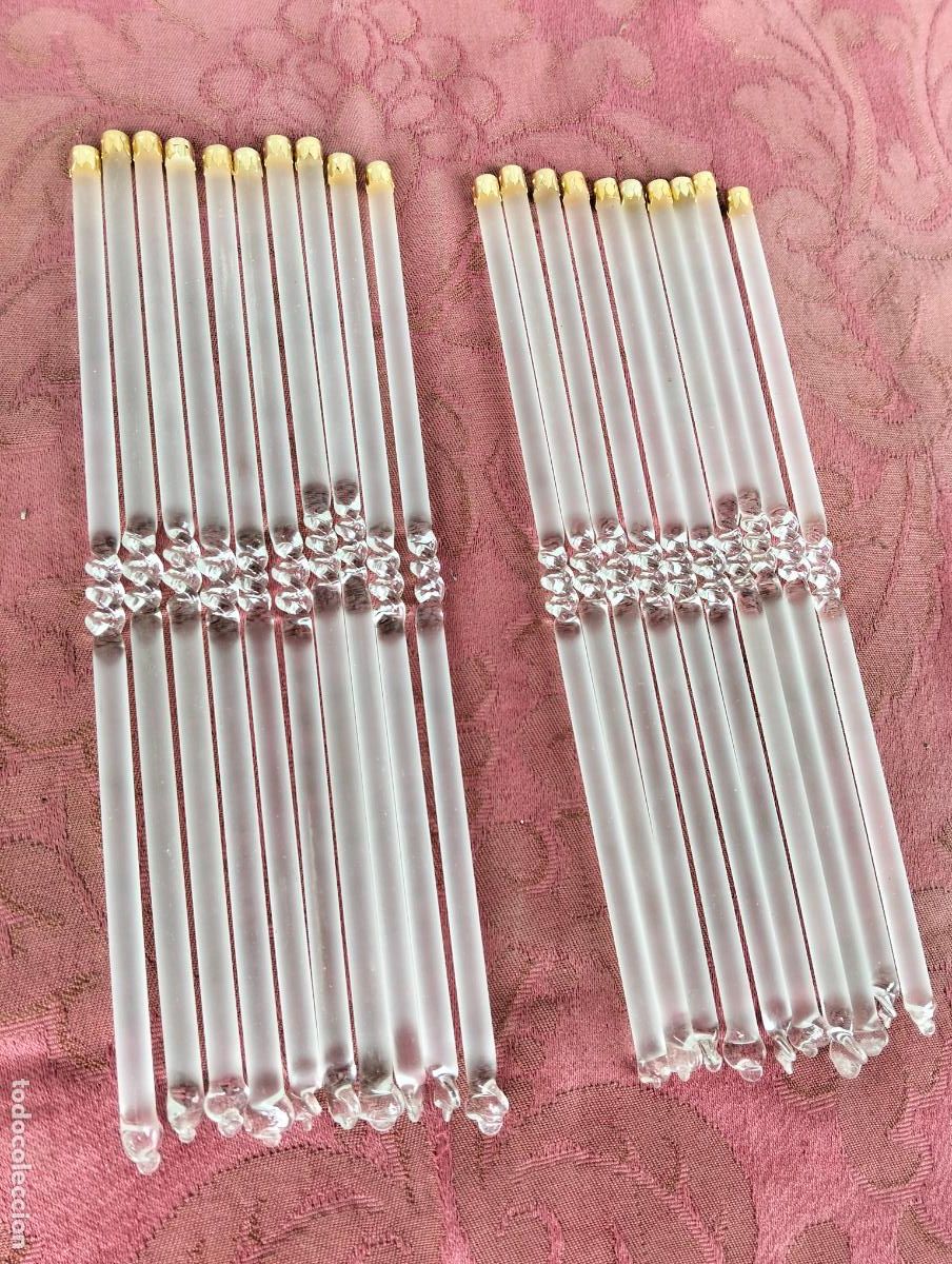 Antiques: L&aacute;grimas de cristal lote 20 para l&aacute;mpara antigua vintage recambio repuesto tubo varilla 20cm