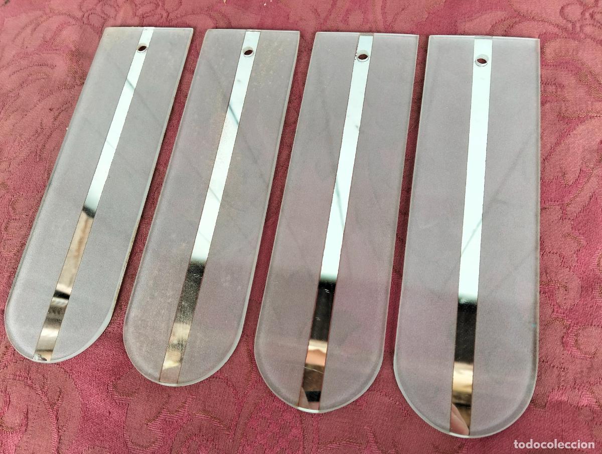 Antiques: L&aacute;grimas de cristal lote 4 para l&aacute;mpara antigua vintage recambio repuesto hoja llano plano 20,5cm