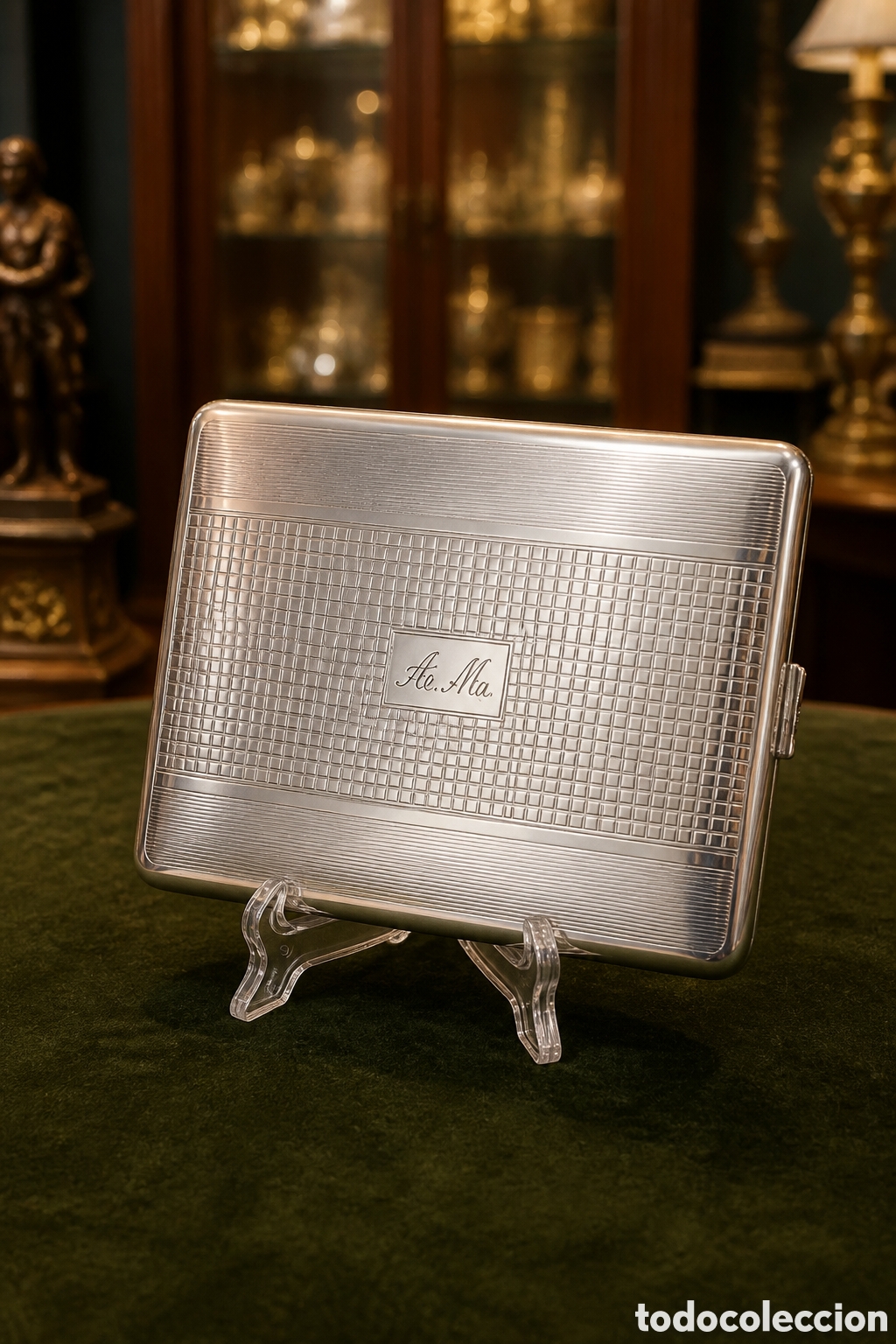 Antig&uuml;edades: ELEGANTE PITILLERA BA&Ntilde;O DE PLATA 12.5x8.5CM