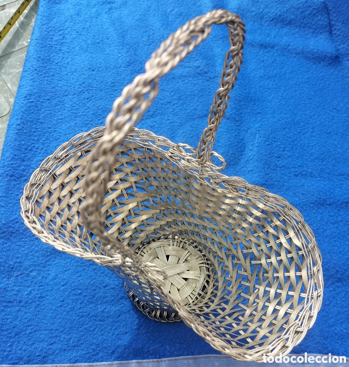 Antig&uuml;edades: Cesta portabotellas alpaca vintage
