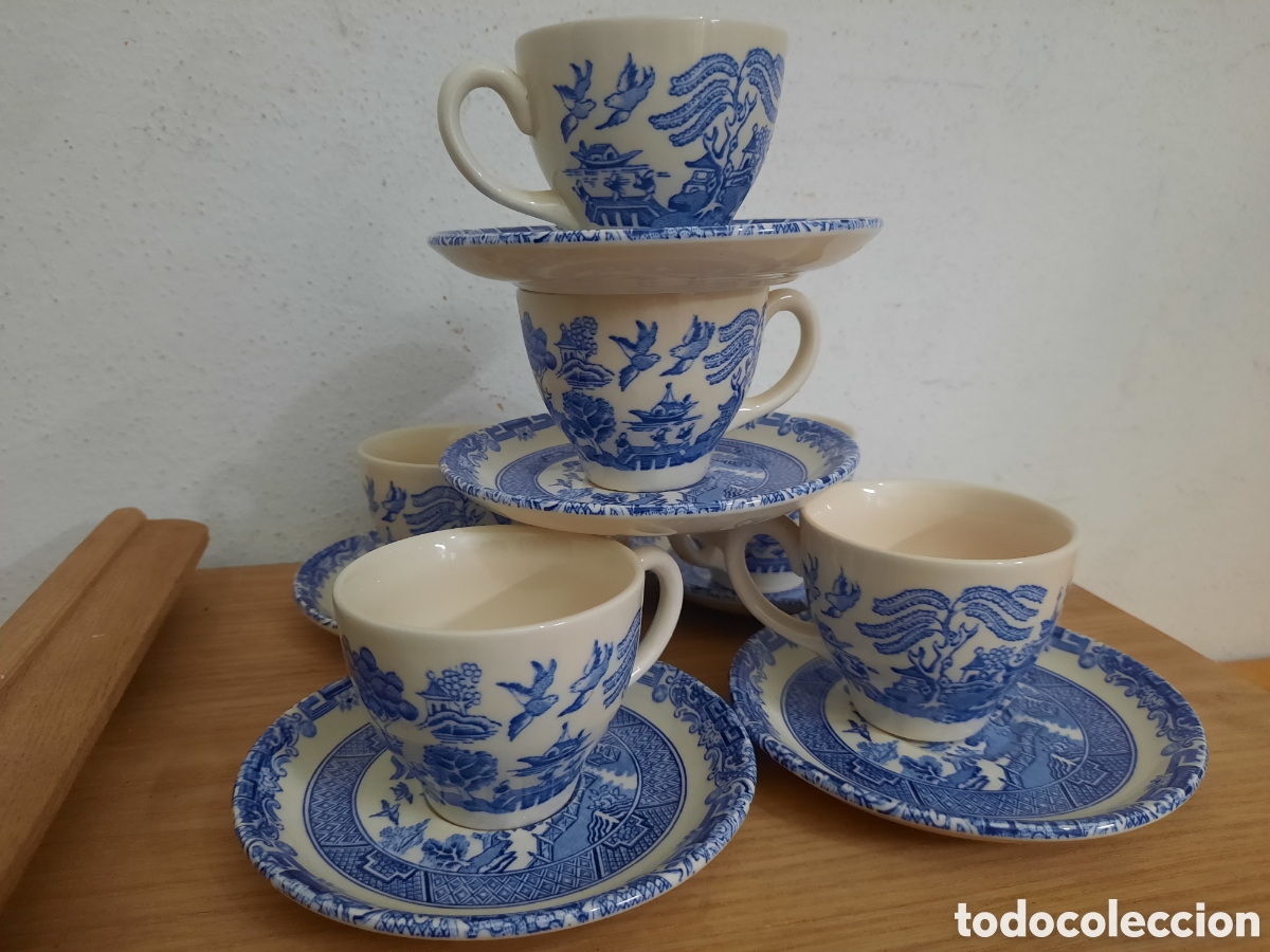 Antig&uuml;edades: Juego de Te - Porcelana Inglesa - Blue Willow - Motivo Oriental China.