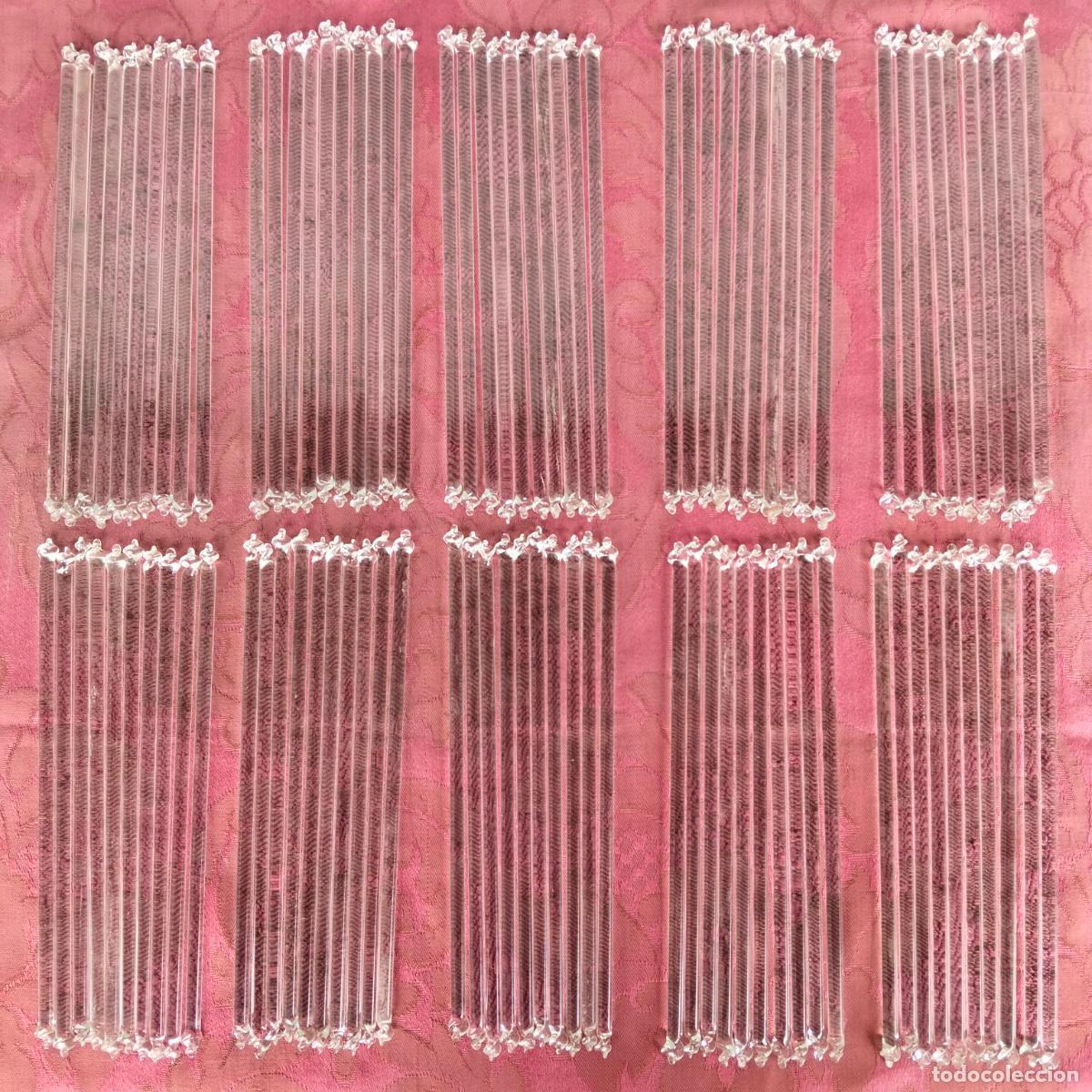 Antiques: L&aacute;grimas de cristal lote 100 para l&aacute;mpara antigua vintage recambio repuesto tubo varilla 20cm