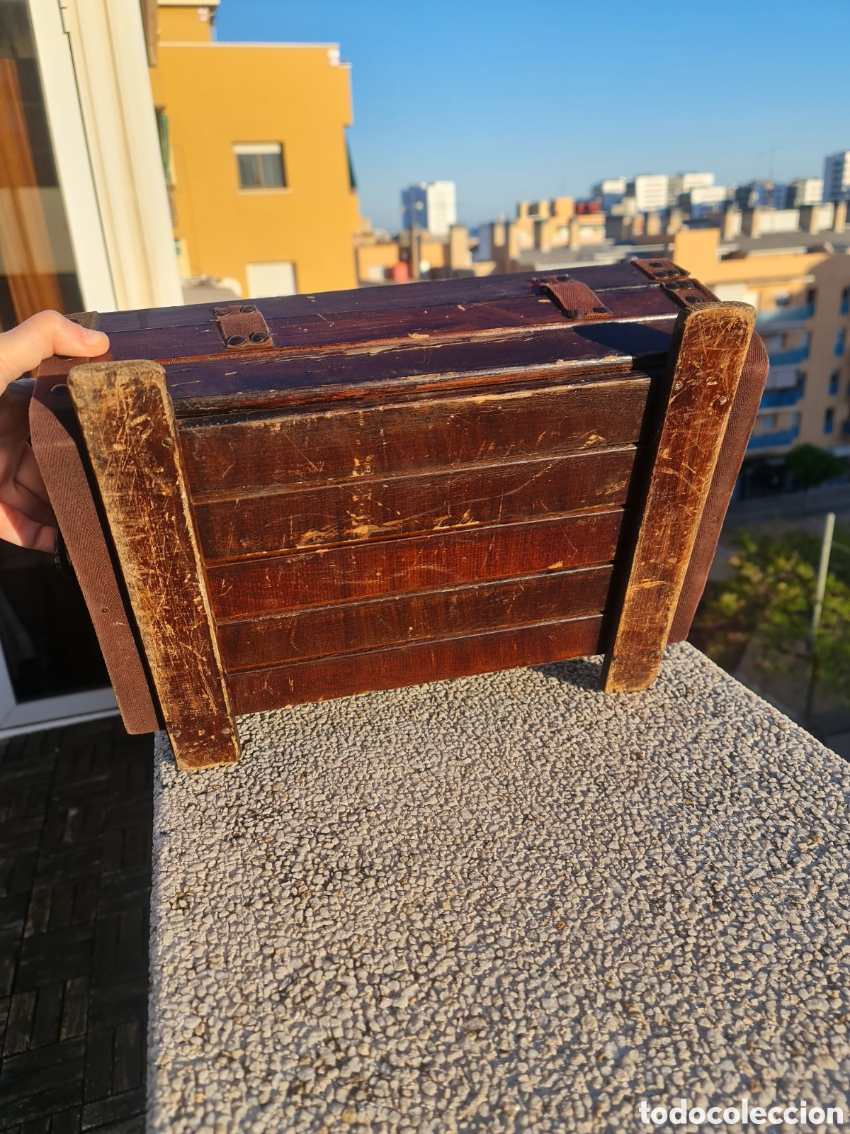 Antig&uuml;edades: Ba&uacute;l/cofre de mano antiguo - Foto 5