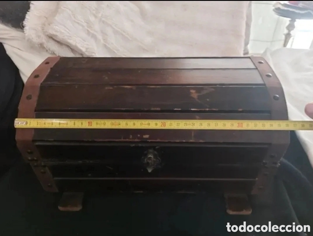 Antig&uuml;edades: Ba&uacute;l/cofre de mano antiguo - Foto 9