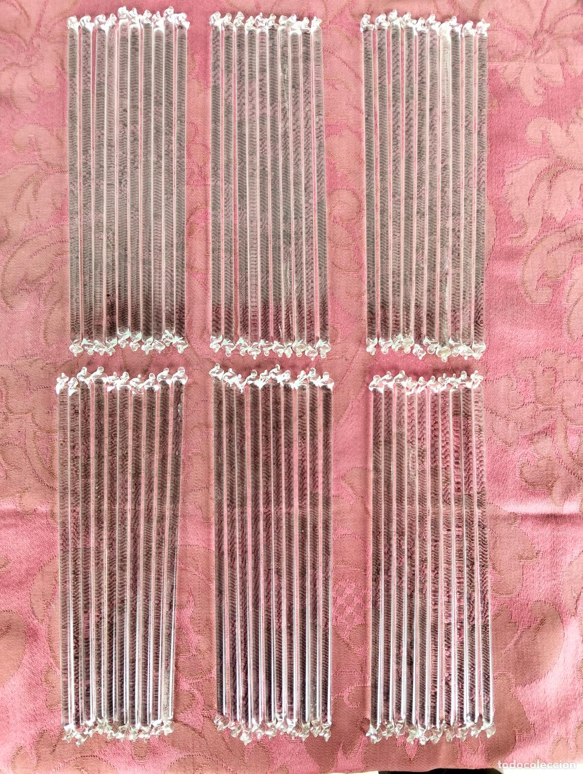 Antiques: L&aacute;grimas de cristal lote 60 para l&aacute;mpara antigua vintage recambio repuesto tubo varilla 20cm