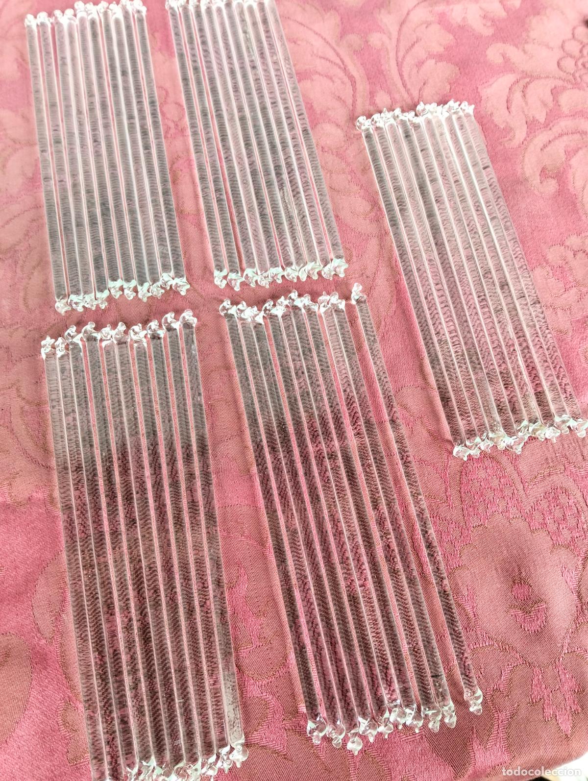 Antiques: L&aacute;grimas de cristal lote 50 para l&aacute;mpara antigua vintage recambio repuesto tubo varilla 20cm