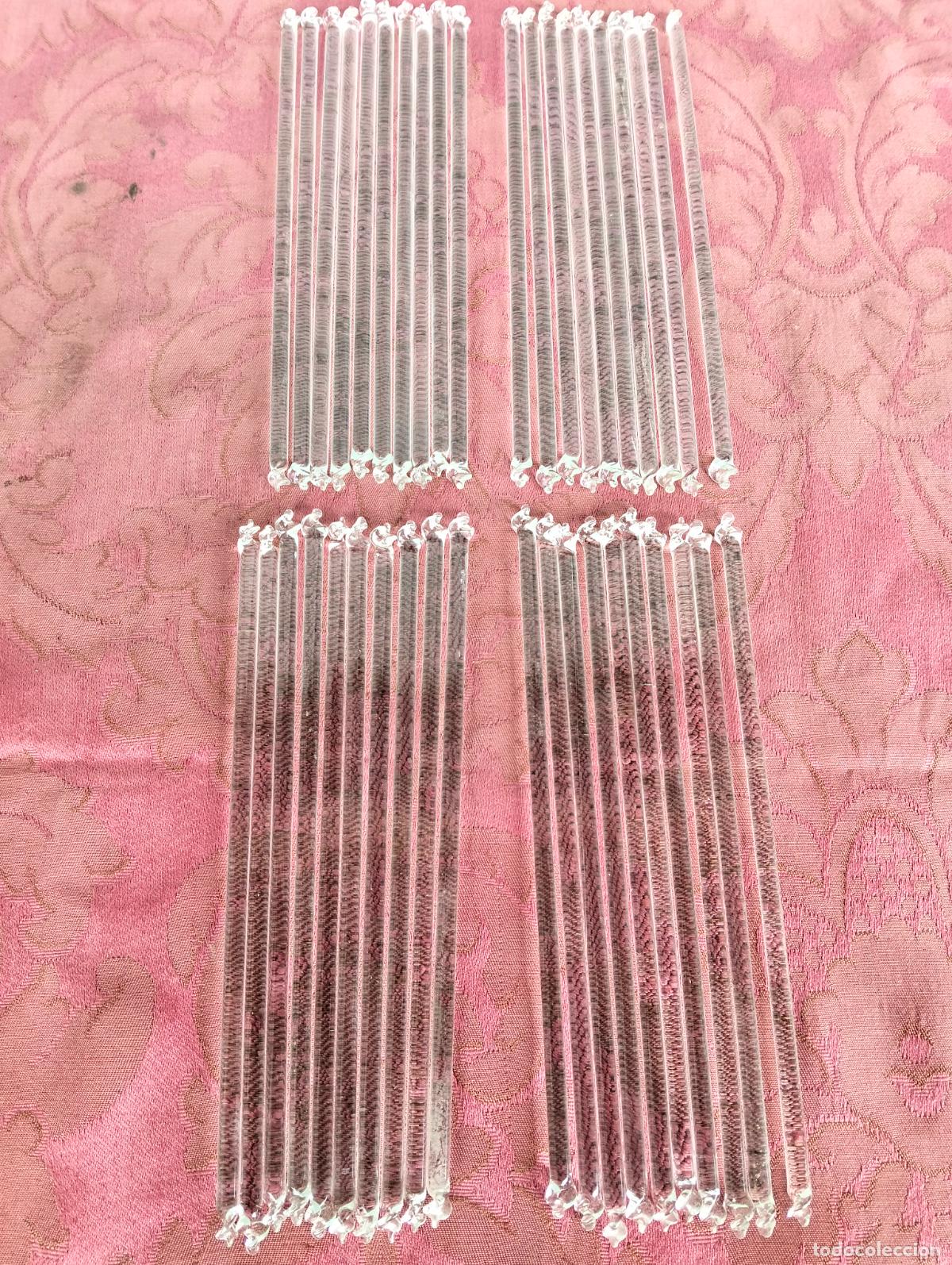 Antiquit&auml;ten: L&aacute;grimas de cristal lote 40 para l&aacute;mpara antigua vintage recambio repuesto tubo varilla 20cm