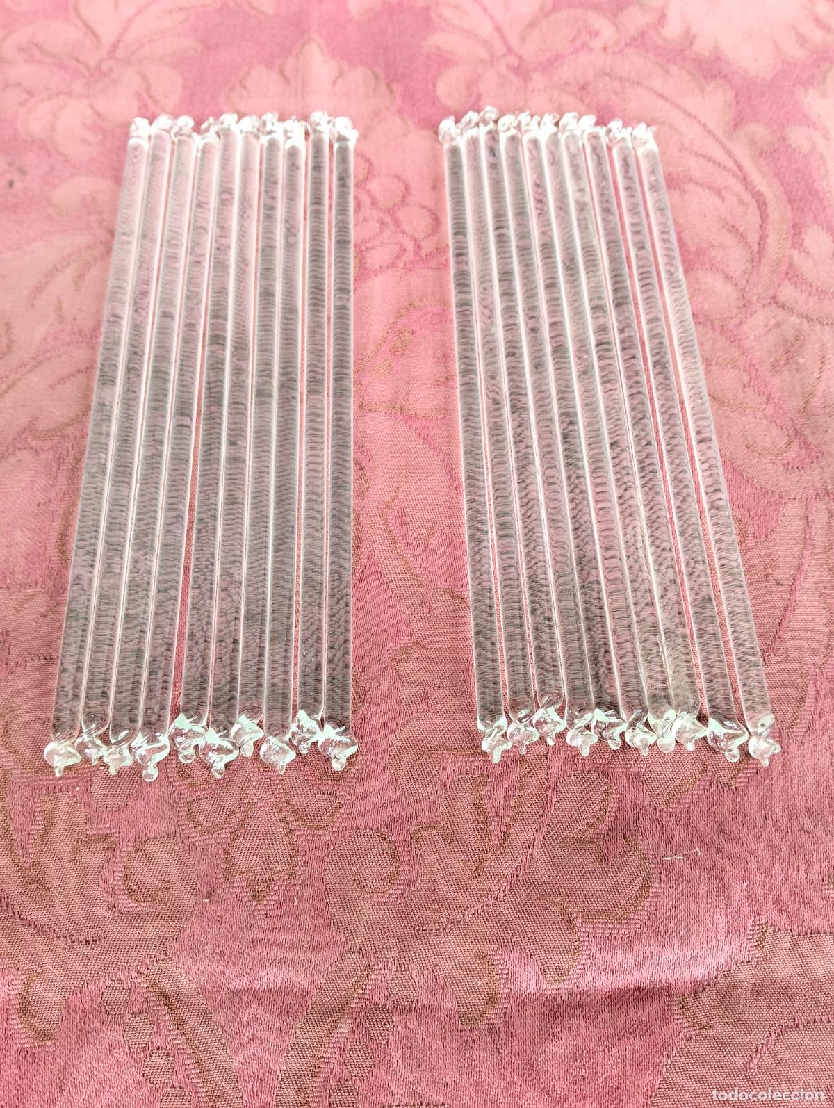 Antiques: L&aacute;grimas de cristal lote 20 para l&aacute;mpara antigua vintage recambio repuesto tubo varilla 20cm