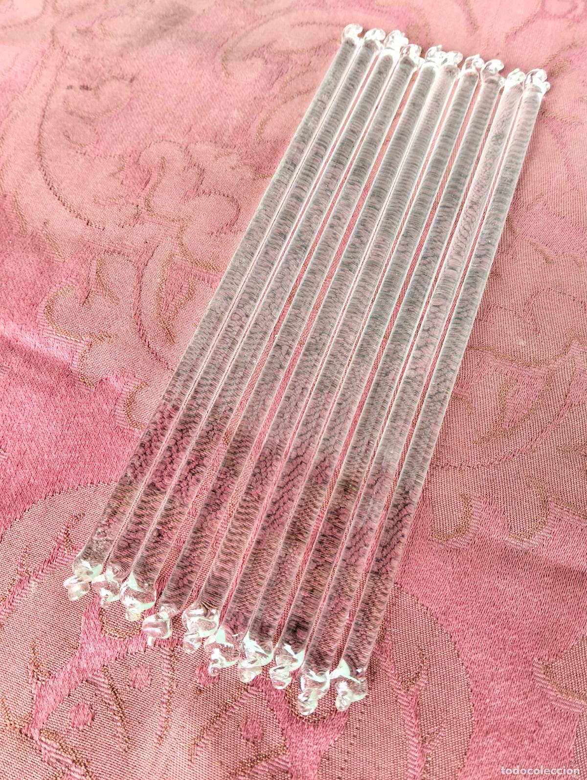 Antiques: L&aacute;grimas de cristal lote 10 para l&aacute;mpara antigua vintage recambio repuesto tubo varilla 20cm