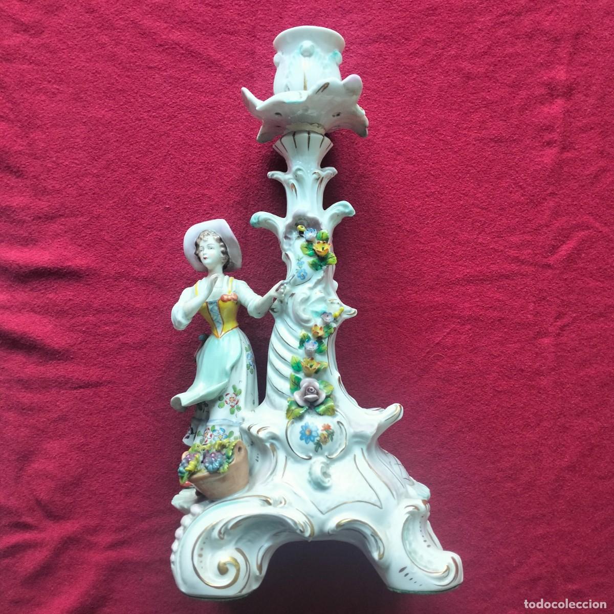 Antig&uuml;edades: CAPODIMONTI. CANDELABRO PORCELANA, IMPECABLE. - Foto 5