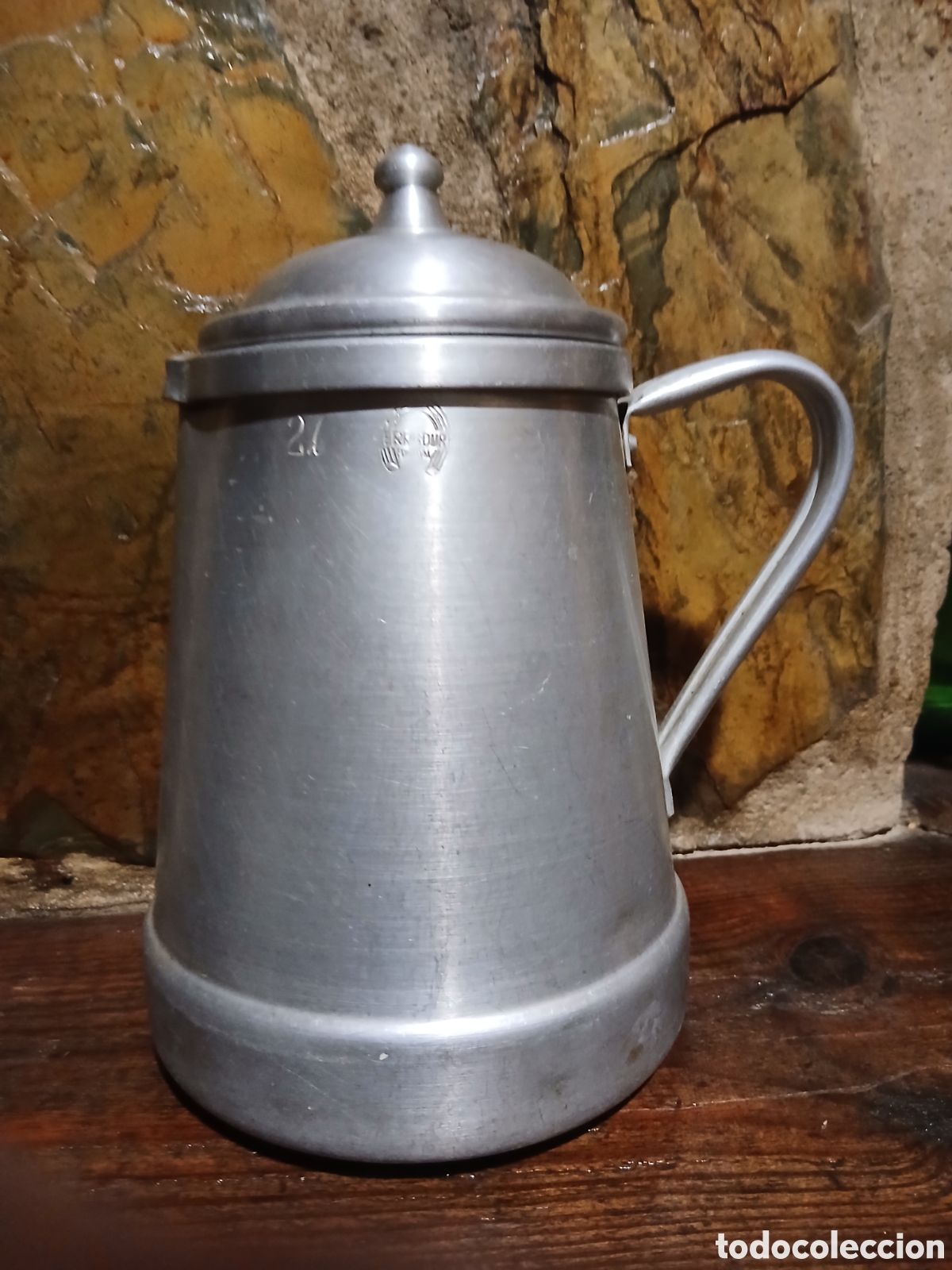 Antig&uuml;edades: Antigua Lechera de Aluminio de 2l