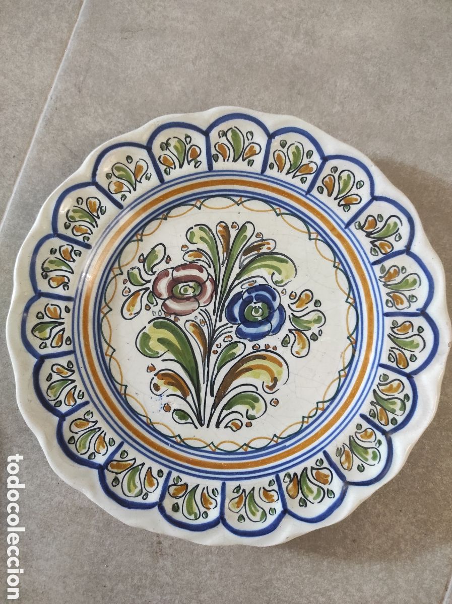 Antig&uuml;edades: Plato de cer&aacute;mica Talavera s. XX