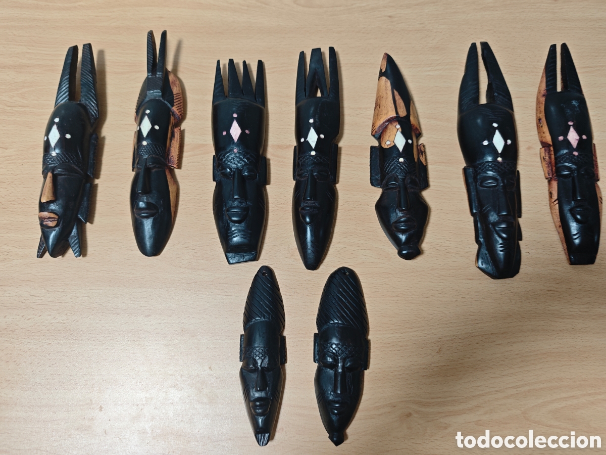 Antig&uuml;edades: 9 figuras de &eacute;bano y otras maderas - Foto 2