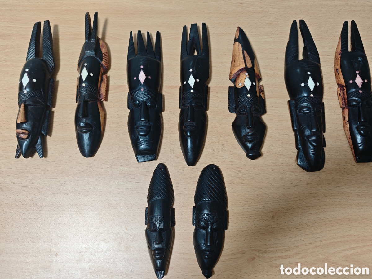 Antig&uuml;edades: 9 figuras de &eacute;bano y otras maderas - Foto 5