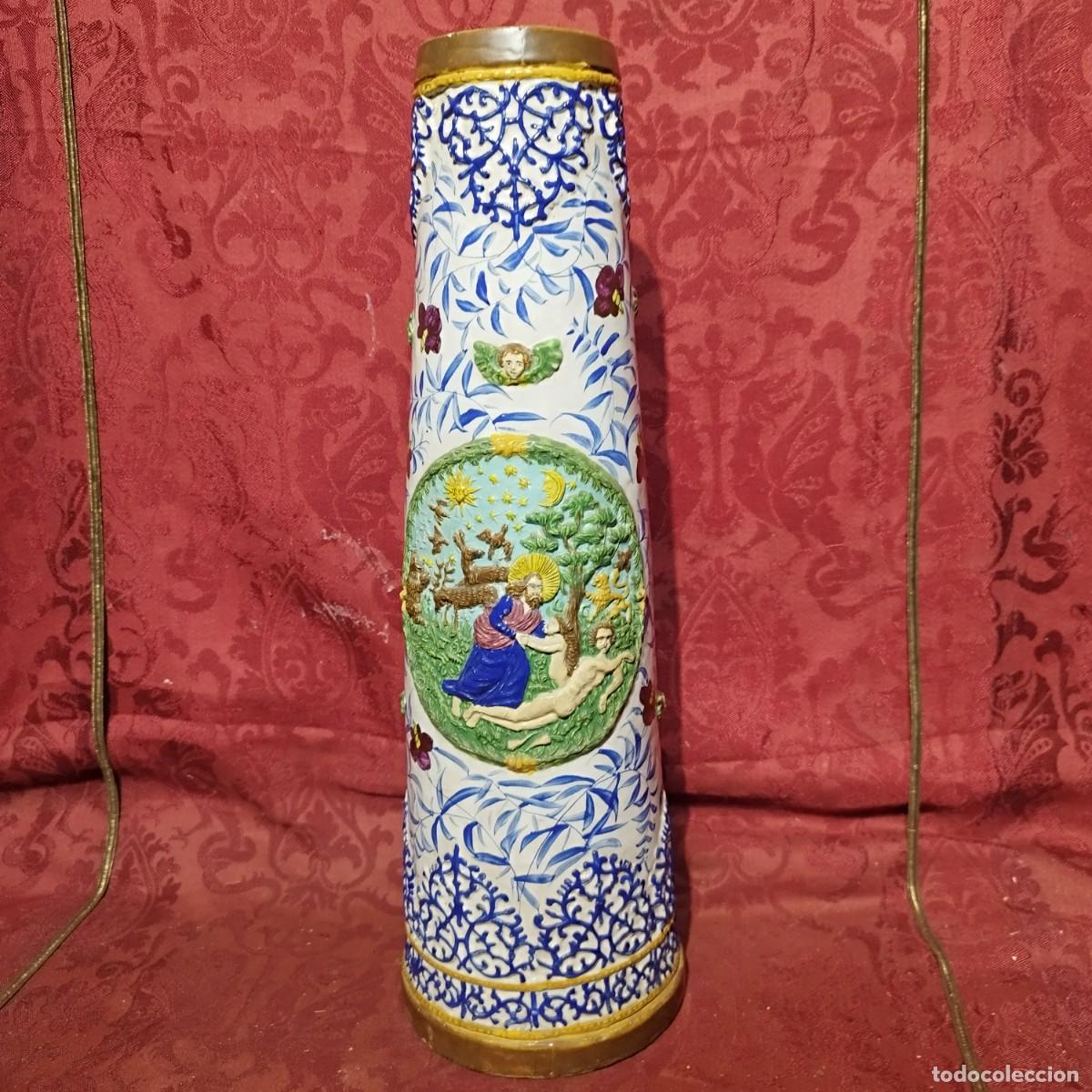 Antiguidades: JARRA CERAMICA TALAVERA MARTIRIO SAN SEBASTIAN -JARDIN EDEN - JOYERIA ALADREN ZARAGOZA - RUIZ LUNA