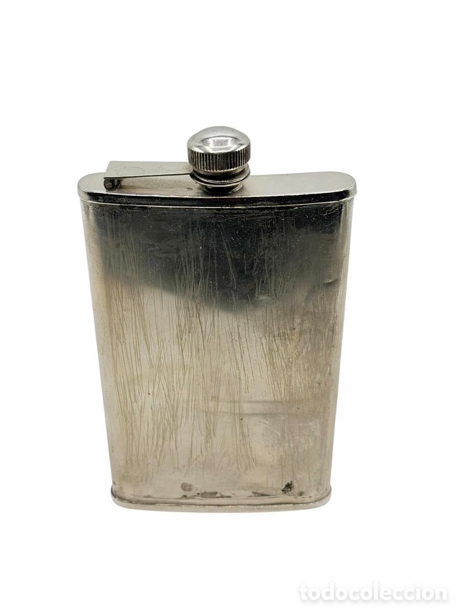 Antiquit&eacute;s: Antigua Botella Petaca Plateada