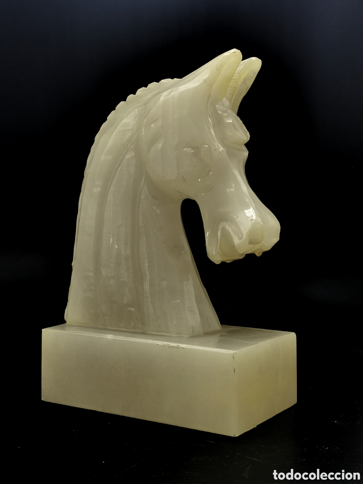 Antiquit&auml;ten: MAGN&Iacute;FICA FIGURA GRANDE CABEZA DE CABALLO ALABASTRO HOMERO